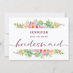 Blooming Chic Floral Bridesmaid proposal Kaart