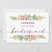 Blooming Chic Floral Bridesmaid proposal Kaart (Voorkant)