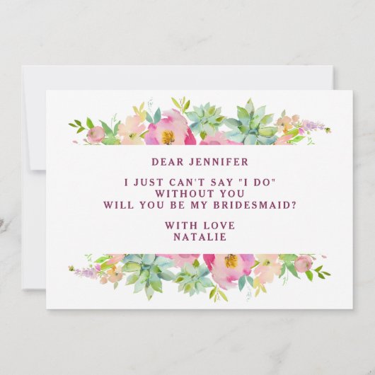 Blooming Chic Floral Bridesmaid proposal Kaart (Achterkant)