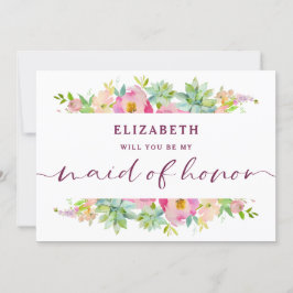 Blooming Chic Floral Maid of Honor proposal Kaart