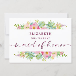 Blooming Chic Floral Maid of Honor proposal Kaart
