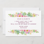 Blooming Chic Floral Maid of Honor proposal Kaart (Achterkant)