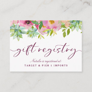 Blooming Chic Floral Vrijgezellenfeest Gift Regist Informatiekaartje