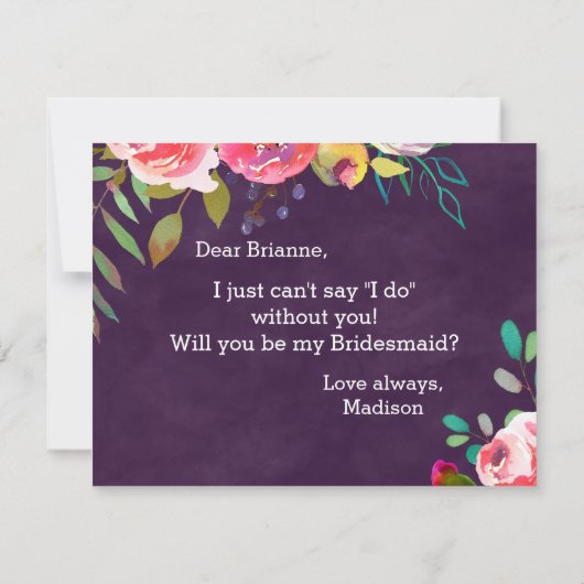 Blooming Chic Floral wordt mijn bruidsmeisje Kaart (Achterkant)