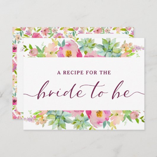 Blooming Chic Mint & Blush bruid om recept Kaart (Voorkant / Achterkant)
