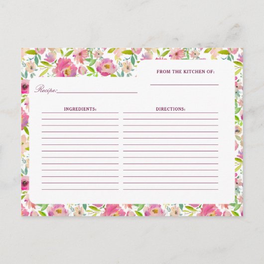 Blooming Chic Mint & Blush bruid om recept Kaart (Achterkant)