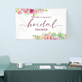 Blooming Chic Pink Floral Vrijgezellenfeest Welkom Spandoek (Beurs)