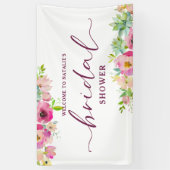 Blooming Chic Pink Floral Vrijgezellenfeest Welkom Spandoek (Verticaal)