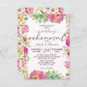 Blooming Chic Roze Bloemenbruiloft repetitie diner Kaart (Voorkant / Achterkant)