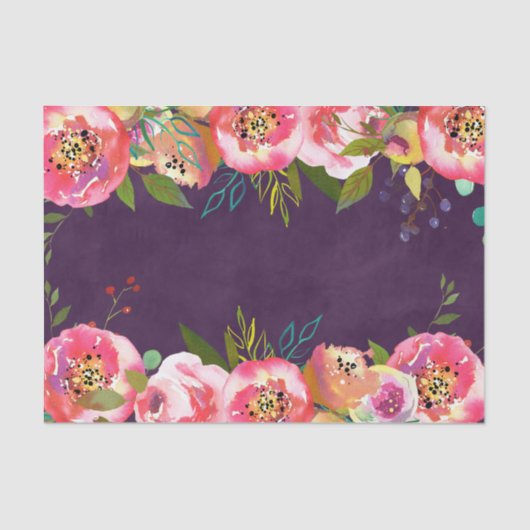 Blooming Chique Kleur Bewerkbare Bruiloft Tissuepapier (Voorkant)