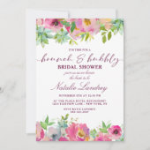 Blooming Chique Roze Brunch & Bubbly Vrijgezellenf Kaart (Voorkant)