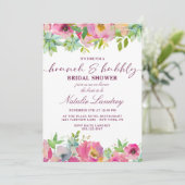 Blooming Chique Roze Brunch & Bubbly Vrijgezellenf Kaart (Staand voorkant)