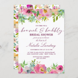 Blooming Chique Roze Brunch & Bubbly Vrijgezellenf Kaart