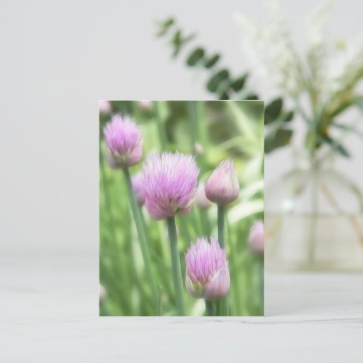 Blooming Chives Briefkaart (Staand voorkant)