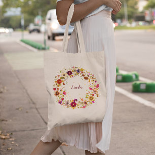 Blooming Circle Pers gedrukte bloemkunst van S. Tote Bag