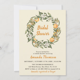 Blooming Citrus Botanical Bridal Shower Invitation Kaart