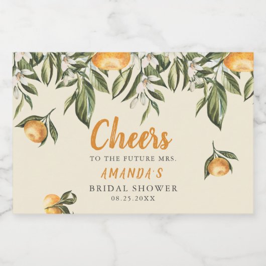 Blooming Citrus Vrijgezellenfeest Mousserende Wijn Sparkling Wijnetiket (Enkel label)