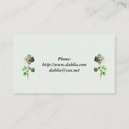 Blooming Clover Visitekaartje (Achterkant)