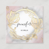 Blooming Connections: Floral Lijst QR Code Logo Vierkante Visitekaartje (Voorkant)