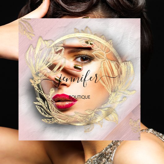 Blooming Connections: Floral Lijst QR Code Logo Vierkante Visitekaartje