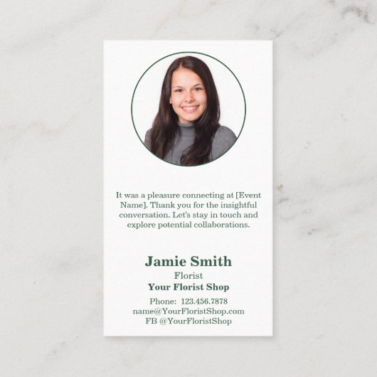 Blooming Connections: Leuke ontmoeting met uw bloe Visitekaartje (Achterkant)