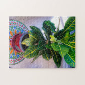 Blooming Croton op mozaïektafel Puzzle Legpuzzel (Horizontaal)