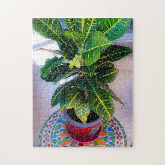 Blooming Croton op mozaïektafel Puzzle Legpuzzel (Verticaal)