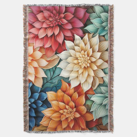 Blooming Dahlia Elegance: een veelzijdige bloemen Deken (Voorkant Verticaal)