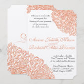 Blooming Dahlia Peach Coral Wedding Kaart (Voorkant / Achterkant)