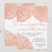 Blooming Dahlia Peach Coral Wedding Kaart (Voorkant / Achterkant)