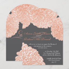 Blooming Dahlia Peach Coral Wedding Kaart