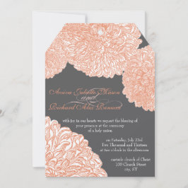 Blooming Dahlia Peach Coral Wedding Kaart