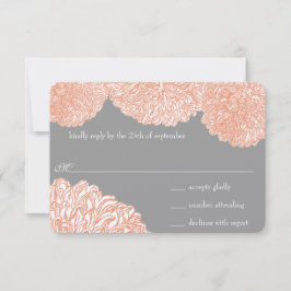 Blooming Dahlia Peach Coral Wedding RSVP Kaartje