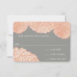 Blooming Dahlia Peach Coral Wedding RSVP Kaartje
