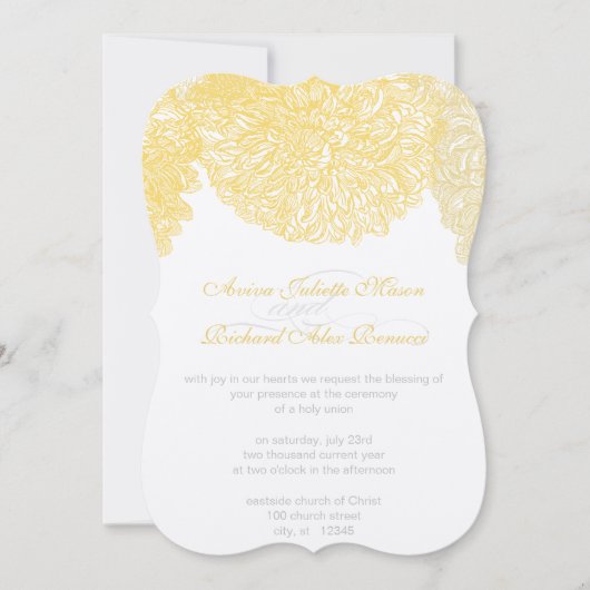 Blooming Dahlia Yellow Iris Wedding Kaart (Voorkant)