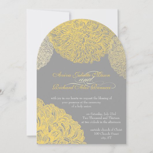 Blooming Dahlia Yellow Iris Wedding Kaart (Voorkant)