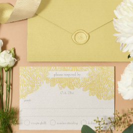 Blooming Dahlia Yellow Iris Wedding RSVP Kaartje