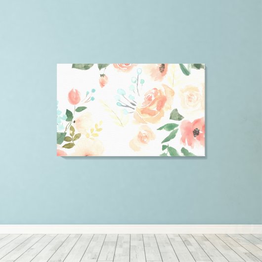 Blooming Delight | Pastel Canvas Afdruk (Insitu (Houten vloer))