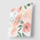 Blooming Delight | Pastel Vierkante Klok (Hoek)
