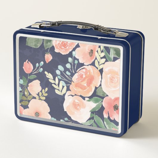 Blooming Delight | Perzik en blauwe Rozen en papav (Achterkant)