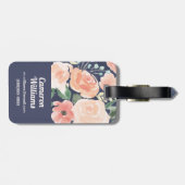 Blooming Delight | Perzik en blauwe Rozen en papav Bagagelabel (Achterkant horizontaal)