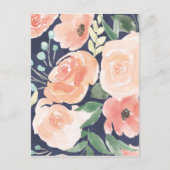 Blooming Delight | Perzik en blauwe Rozen en papav Briefkaart (Voorkant)