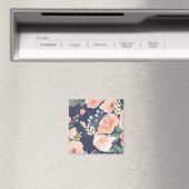 Blooming Delight | Perzik en blauwe Rozen en papav Magneet (Insitu (Vaatwasser))