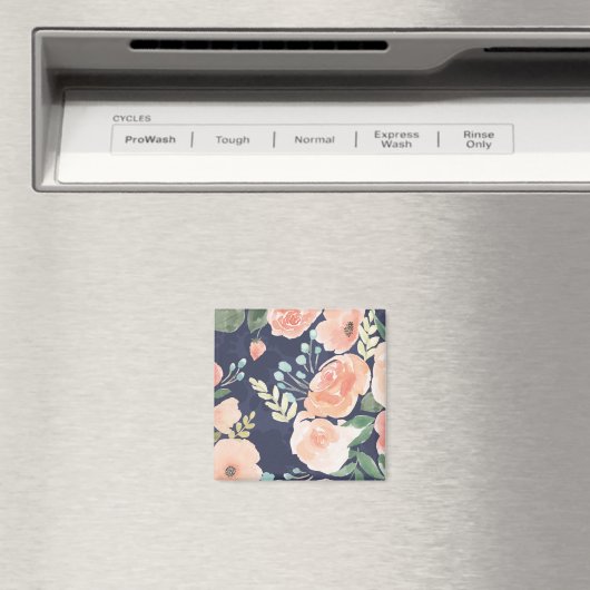 Blooming Delight | Perzik en blauwe Rozen en papav Magneet (Insitu (Vaatwasser))