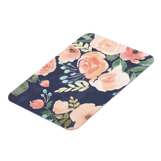 Blooming Delight | Perzik en blauwe Rozen en papav Magneet (Linkerzijde)