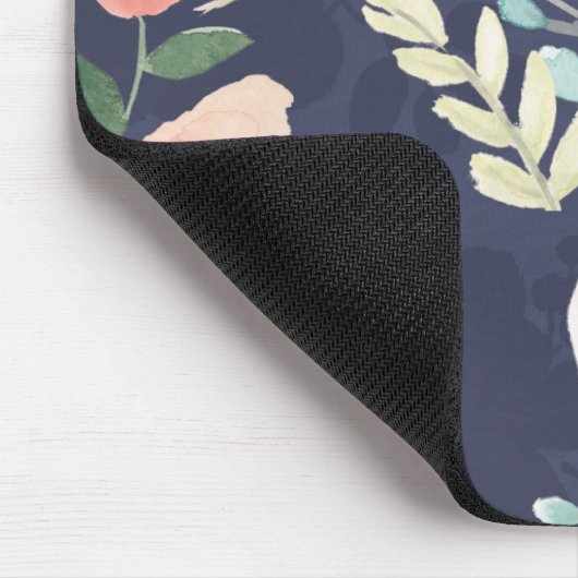 Blooming Delight | Perzik en blauwe Rozen en papav Muismat (Hoek)