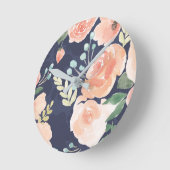 Blooming Delight | Perzik en blauwe Rozen en papav Ronde Klok (Hoek)