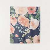 Blooming Delight | Perzik en blauwe Rozen en papav Wandkleed (Voorkant)