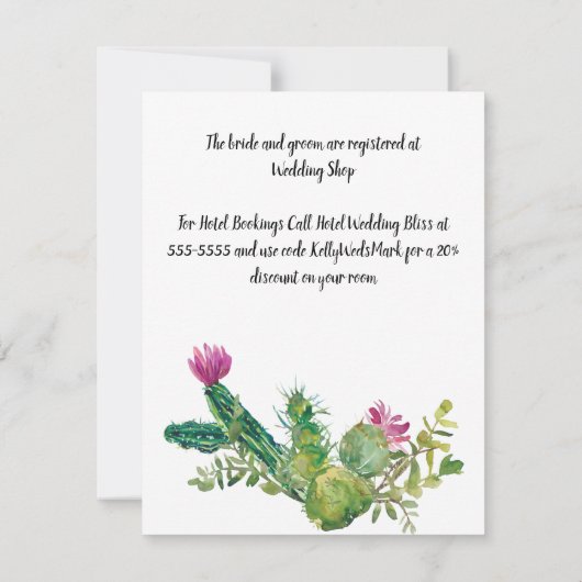 Blooming Desert Cactus Wedding Invite (Achterkant)