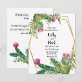 Blooming Desert Cactus Wedding Invite (Voorkant / Achterkant)